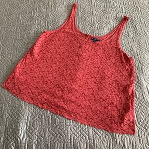 GUC XL sleeveless Rusty Red Floral Cutout Shirt